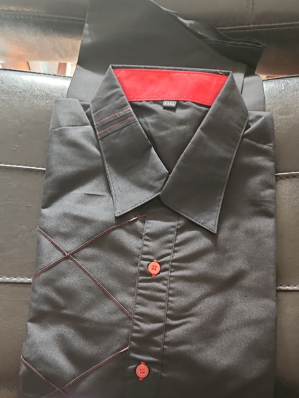 Men's Black Shirt with Red Trim